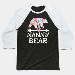 Nanny Bear Floral Happy Mothers Day Baseball T-Shirt